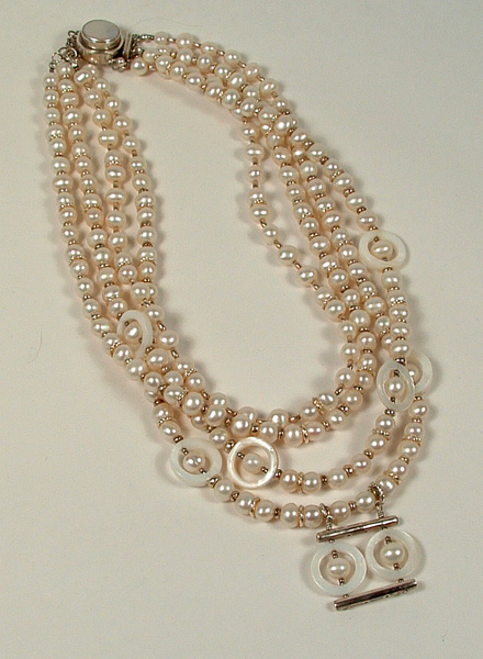 Multi-strand pearl necklace