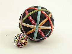 Set of matching ribbon temari.