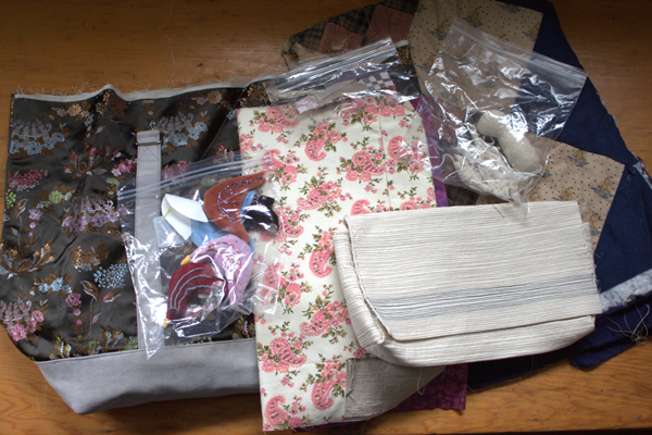 A pile of unfinished sewing projects