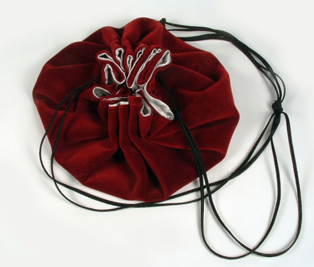 Photo of drawstring purse.