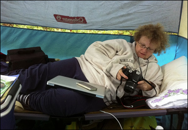 Lynne camping.
