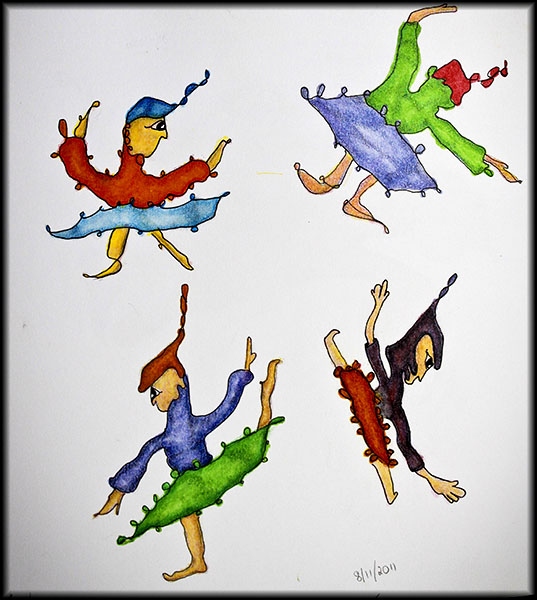 Four Squiggle Ballerinas