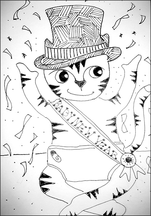 LInk Cat Baby New Year Cartoon