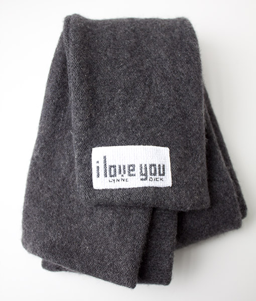 Gray cashmere scarf made from an upcycled sweater