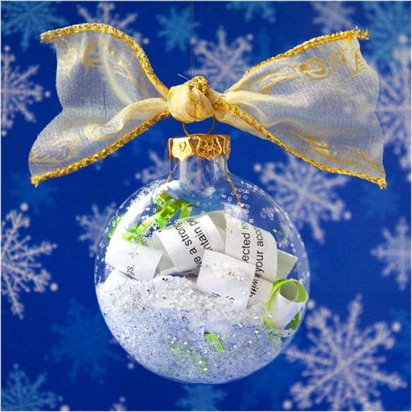 Glass ball full of Chinese fortunes and glitter.