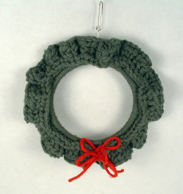 Crochet wreath ornament.