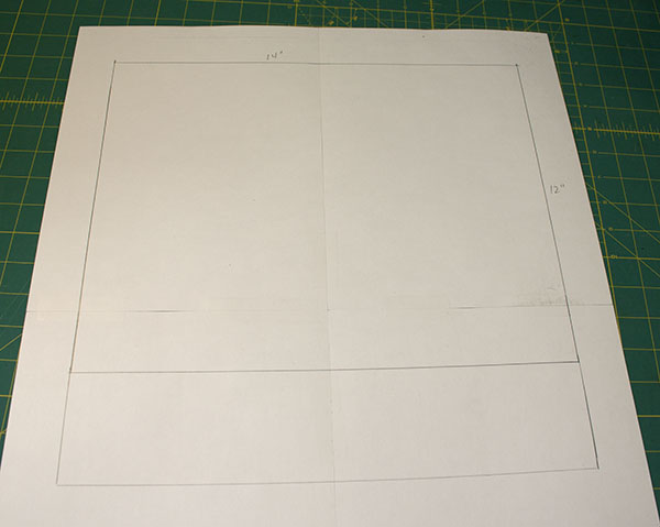 Step two to draft a simple bag pattern