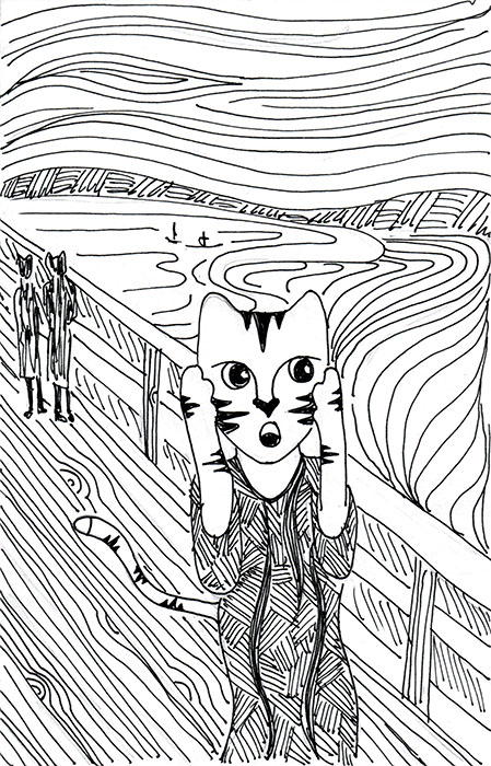 Art cartoon Link pen ink drawing Edvard Munch The Scream