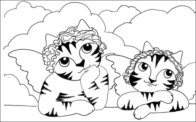 Art Cat Cartoon Link Angels Raphael Pen Ink Drawing