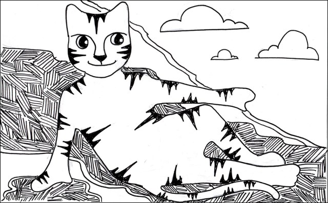 Art Cat Cartoon Link Michelangelo Creation Pen Ink Drawing