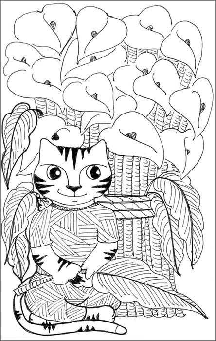 Cat Cartoon Art Link Diego Rivera Pen Ink Drawing