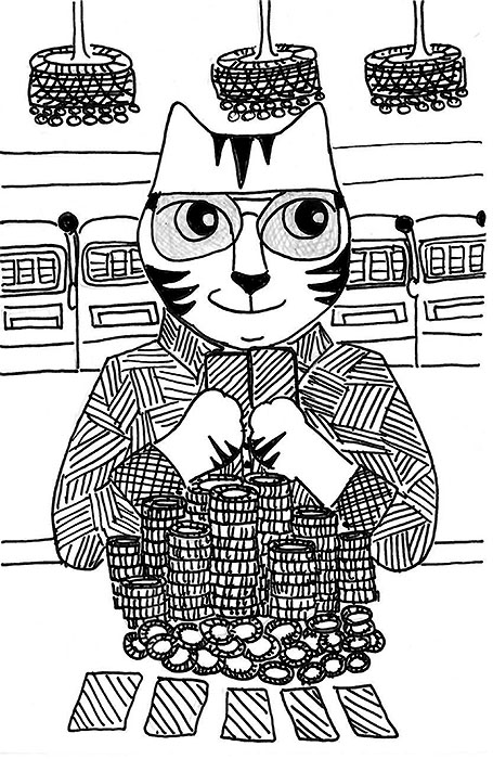 Cartoon Cat Link Art Pen Ink Drawing