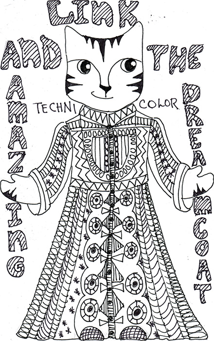 Cat Cartoon Art Link Pen Ink Drawing Dreamcoat