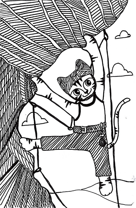 Art Cartoon Cat Link Extreme Rock Climb