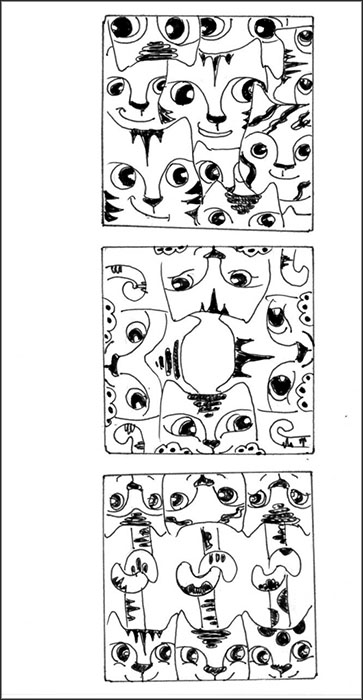 Cat Art Cartoon LInk Pen Ink Drawing Clowder