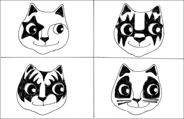 Cat Cartoon Art Pen Ink Drawing Link Kiss