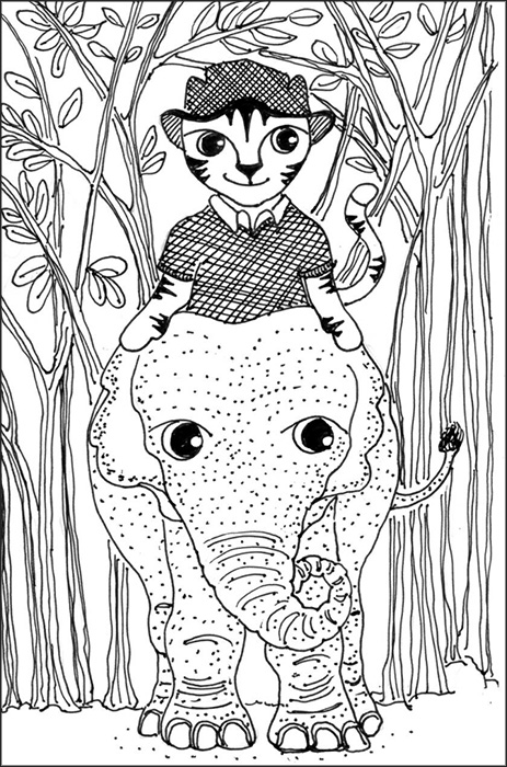 Cat Art Cartoon Pen Ink Drawing Link Safari