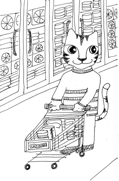 Cat Art Link Cartoon Pen Ink Drawing Shop