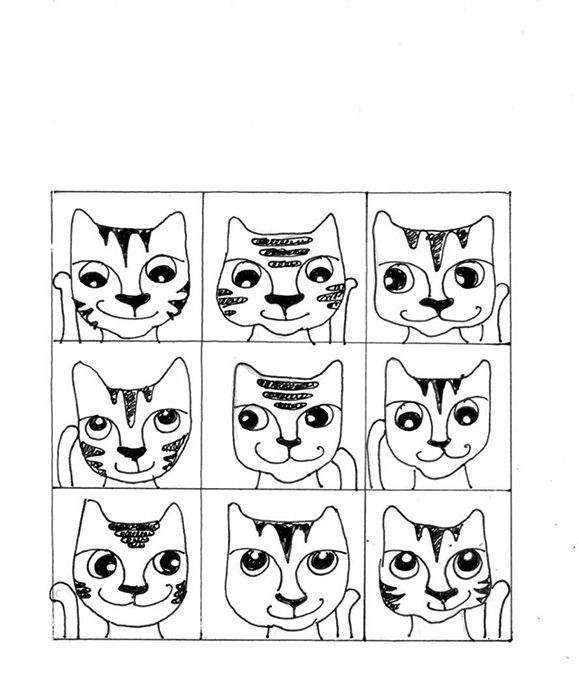Cat Art Cartoon Link Pen Ink Drawing Brady Bunch