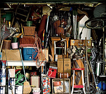 Photo of a garage stuffed to the rafters.
