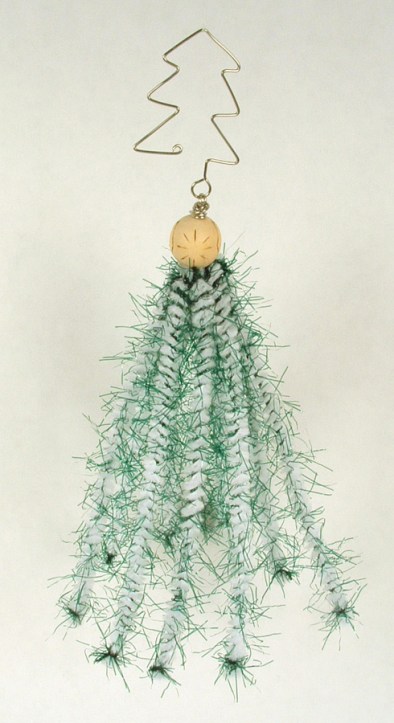 Christmas tree ornament made of chenille pipe cleaners.