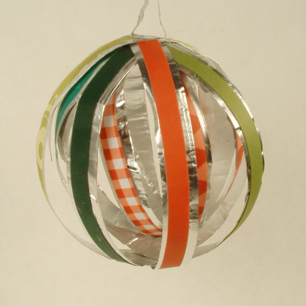 Paper and aluminum foil Christmas ornament.