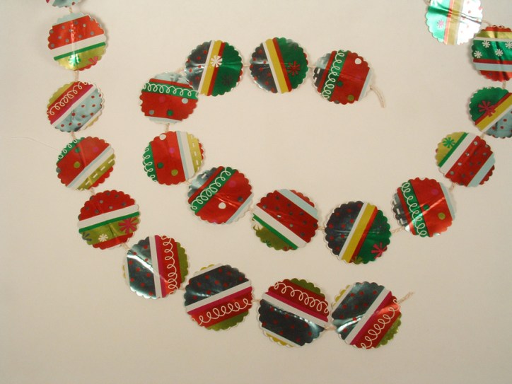 Christmas Garland made of wrapping paper.