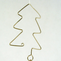 Ornament hook made of wire to look like a Christmas tree.