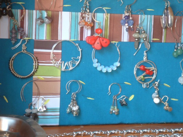 close up of earring display