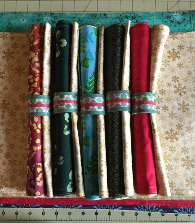 finished napkins in homemade napkin rings