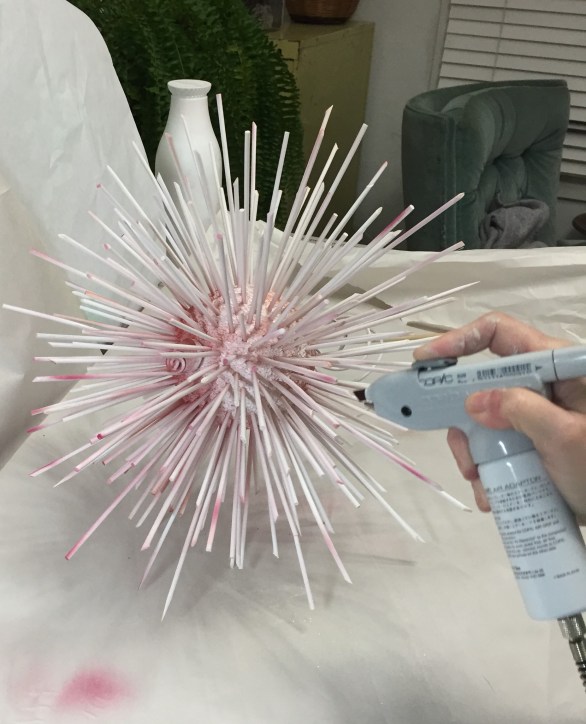 Painting the ball and skewers with Copic markers,