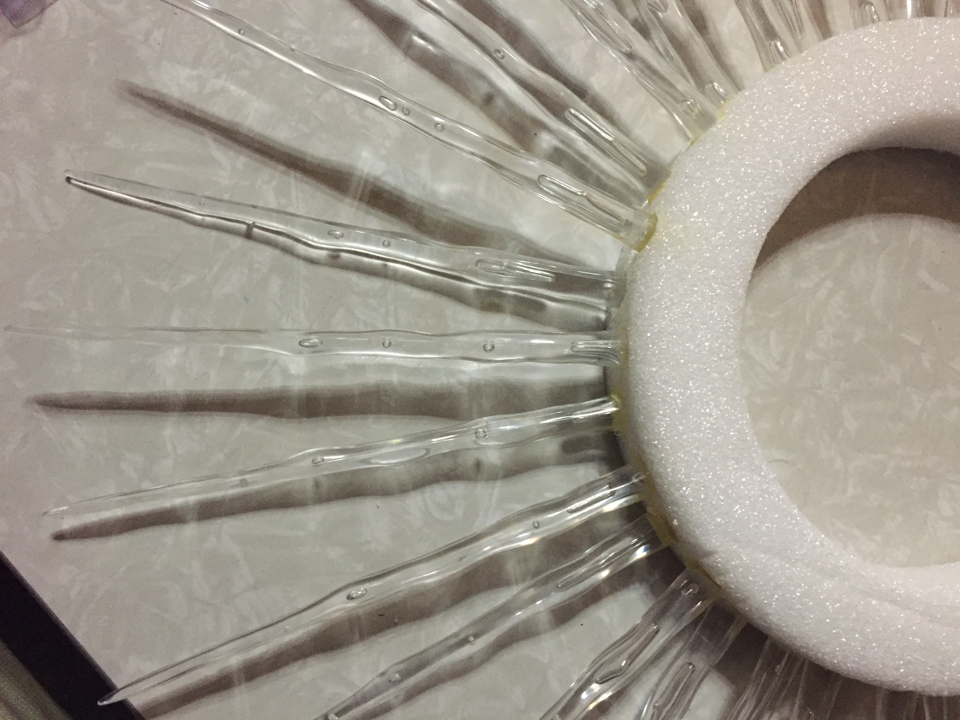 icicles glued into foam circle