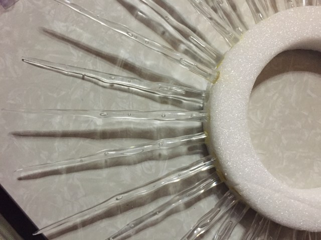 icicles glued into foam circle