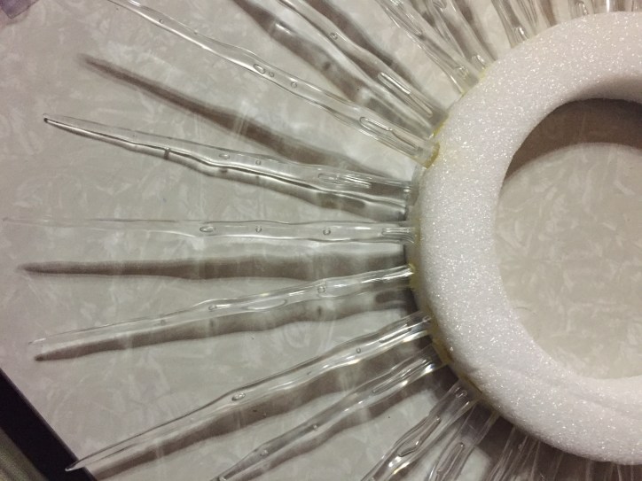 icicles glued into foam circle