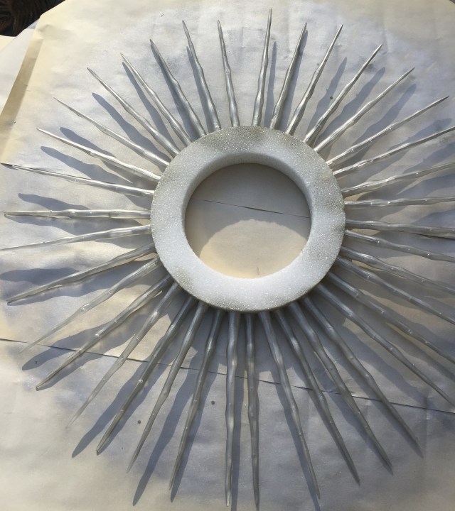 silver spray paint, last coat